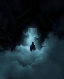 A digital painting showcasing the captivating moment of a person discovering a hidden underground library, immersed in an atm