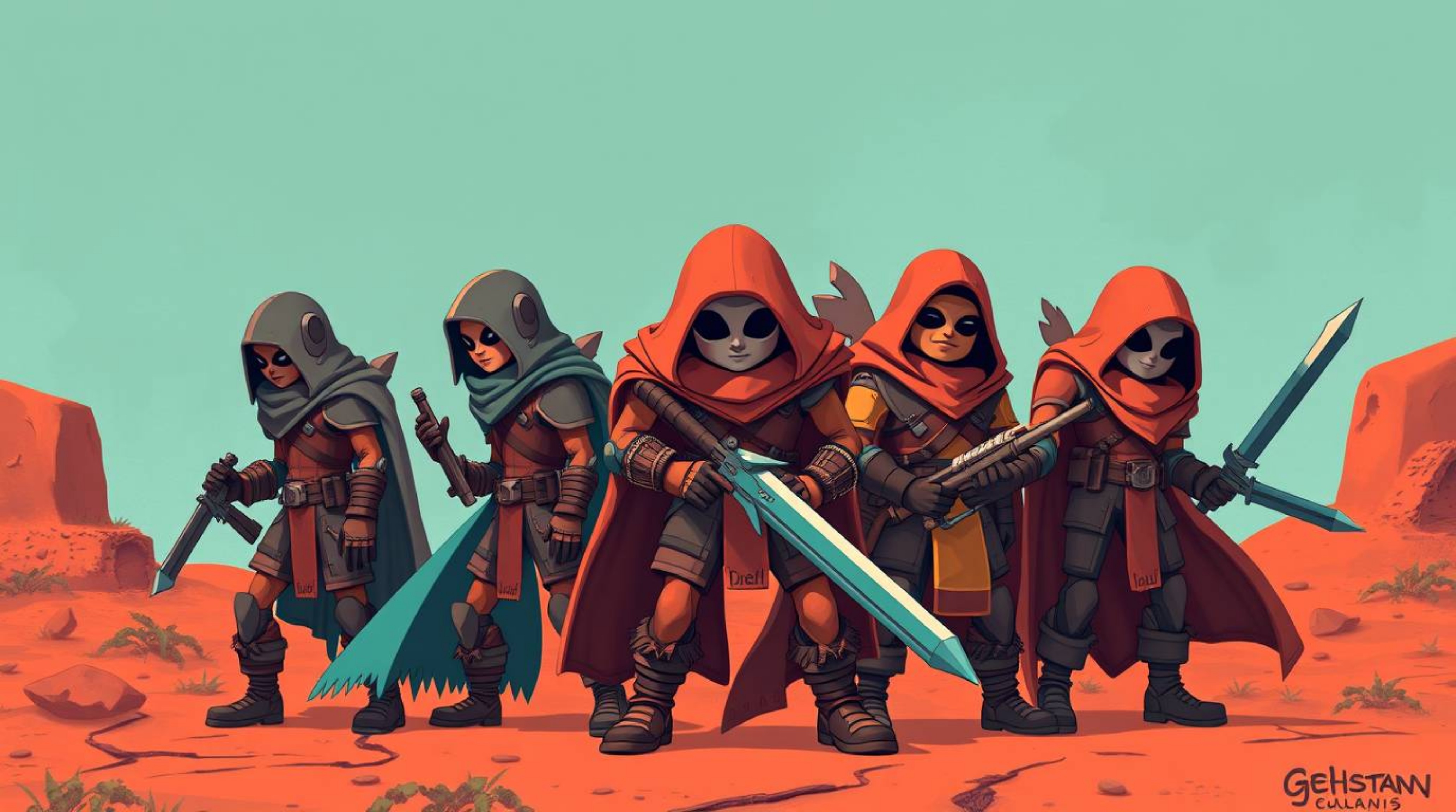 A captivating artwork showcases a team of misfit heroes, their unique personalities shining through a vibrant contrast of war