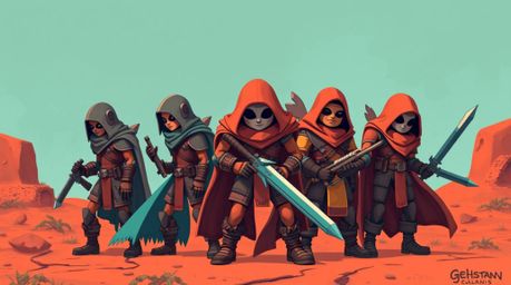 A captivating artwork showcases a team of misfit heroes, their unique personalities shining through a vibrant contrast of war