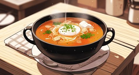 Imagine a comforting scene: a warm bowl of soup, its steam gently rising, sits invitingly on a rustic wooden table. A spoon r