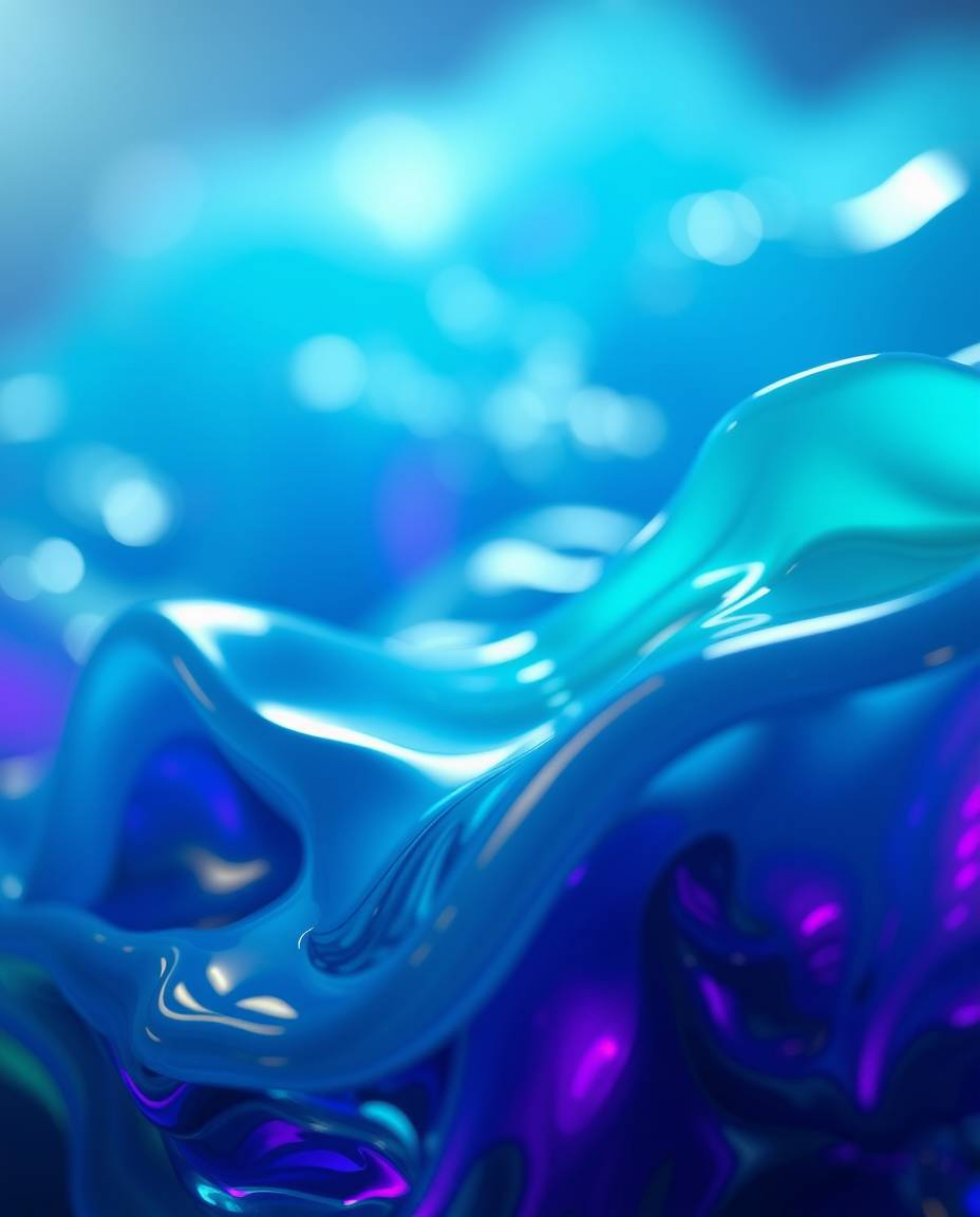 Dive into a hyperrealistic sci-fi world with this stunning image. Featuring surreal 3D fluid shapes resembling melted glass, 