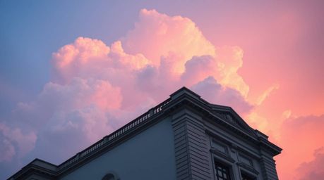 Capture the breathtaking beauty of pastel thunderstorm clouds illuminated by the vibrant colors of the sunset in this precise