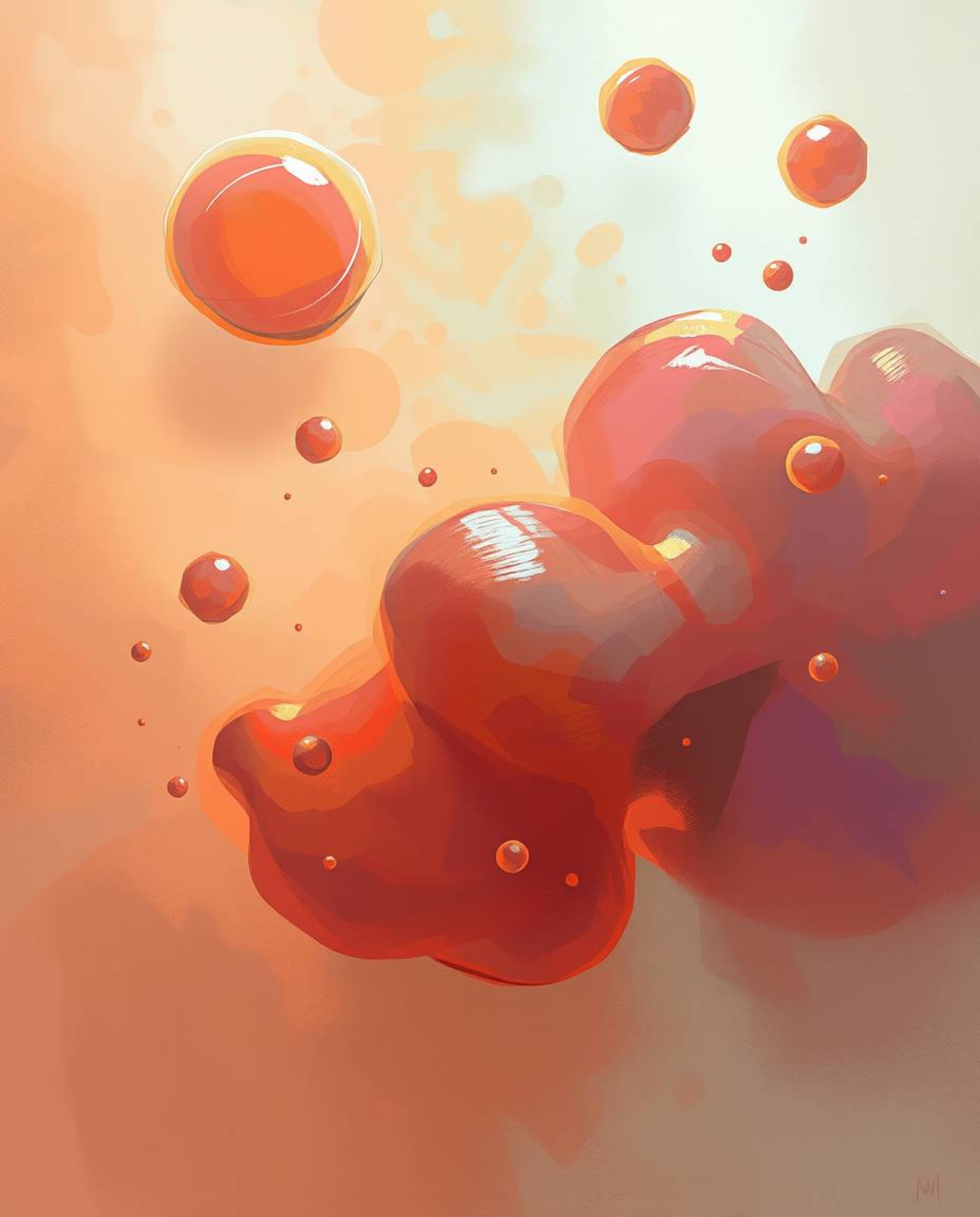 A dynamic digital sketch portrays translucent, fluid organic blobs gracefully floating in space, achieved with loose painterl