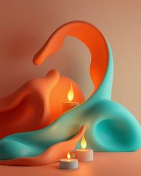 Immerse yourself in a warm and abstract composition where colorful 3D fluid shapes seamlessly interact with geometric forms. 