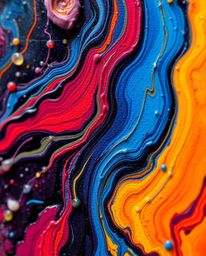 Explore the mesmerizing world of fluid art with extreme macro close-ups showcasing dramatic acrylic paintings and vibrant col