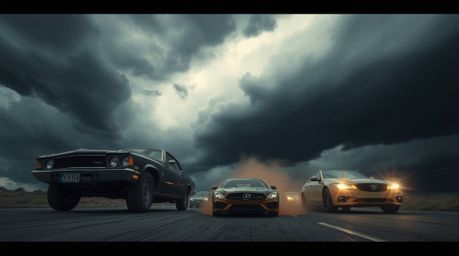 Experience a thrilling chase scene with exaggerated squash and stretch animation set against a backdrop of a turbulent, storm