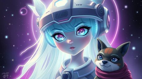 Explore a captivating blend of futuristic sci-fi aesthetics and ethereal spirituality. This artwork features expressive eyes,