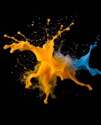 Explore artistic photography featuring dynamic and colorful splashes against a dramatic black background. Freeze-frame motion