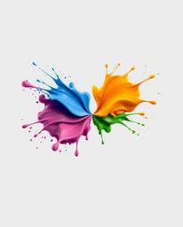 This logo design is inspired by a vibrant and dynamic paint splash frozen mid-air using high-speed photography. It features g