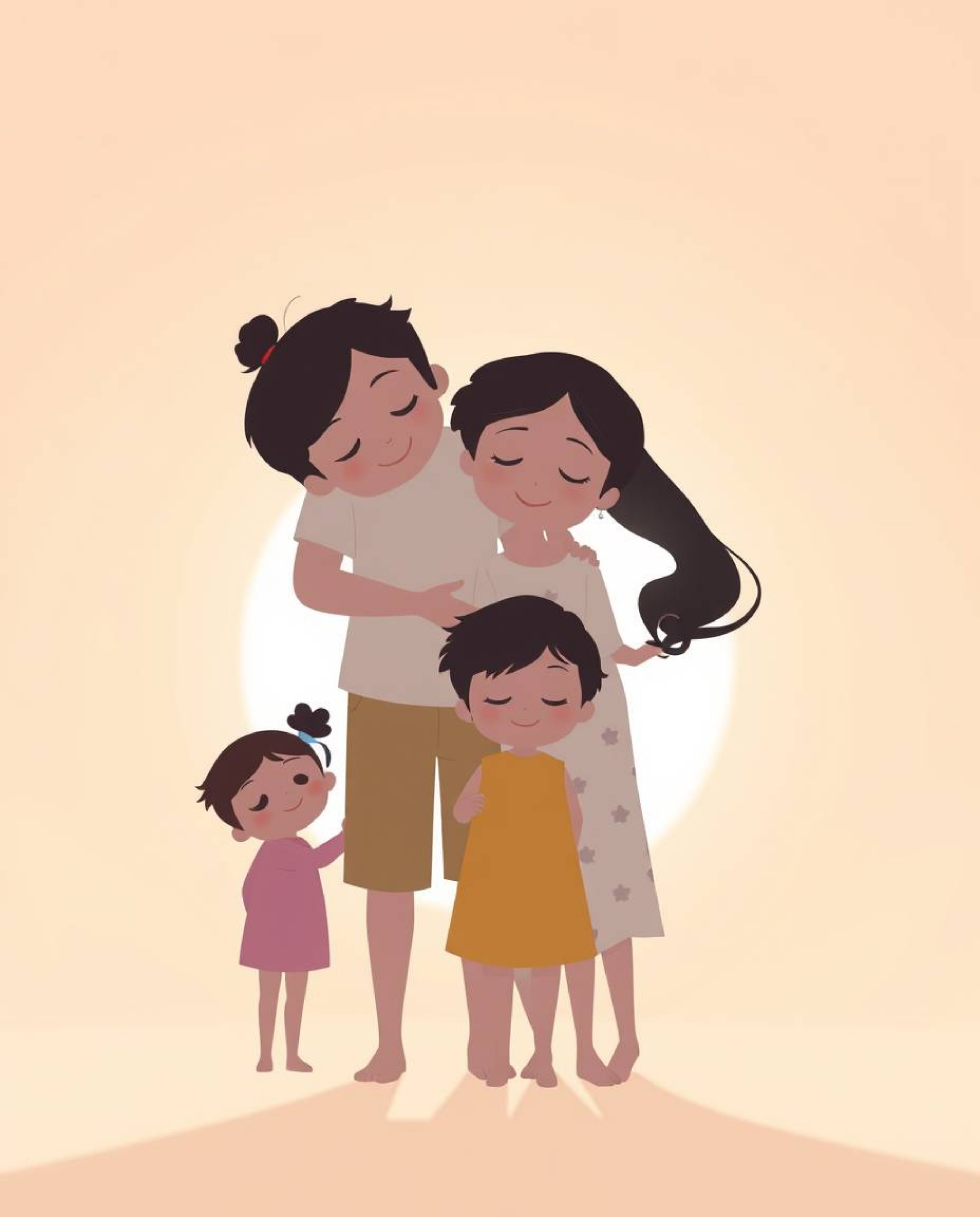This heartwarming scene depicts a heartfelt family reunion in the beloved Pixar style.  The illustration utilizes soft pastel