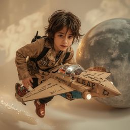 This exquisite high fashion photography captures the wonder and adventure of a young boy with messy brown hair and bright, cu