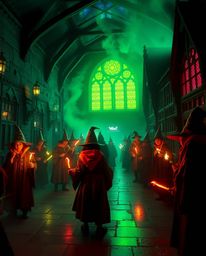 Explore a captivating magical school brimming with young wizards, brought to life in stunning bioluminescent colors and a dra