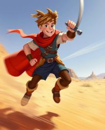 Embark on a thrilling Disney-style desert adventure with a brave hero! Experience vibrant complimentary colors, dynamic motio