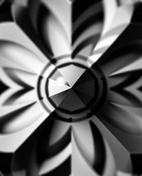 This series of extreme macro close-up black and white photographs captures a geometric pattern optical illusion with a retro 