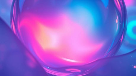 Explore the captivating beauty of a glass object reflecting smooth gradient textures in electric vivid colors. This close-up 