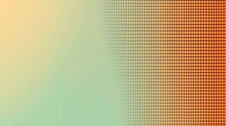 This abstract poster design features a captivating gradient mesh pattern in warm terracotta and cool teal hues.  Its modern l