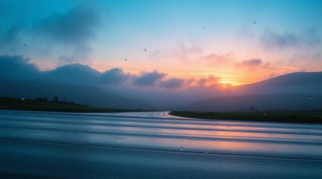 Experience the ethereal beauty of fine art photography capturing a wet rainy scene.  This stunning image showcases fog-covere