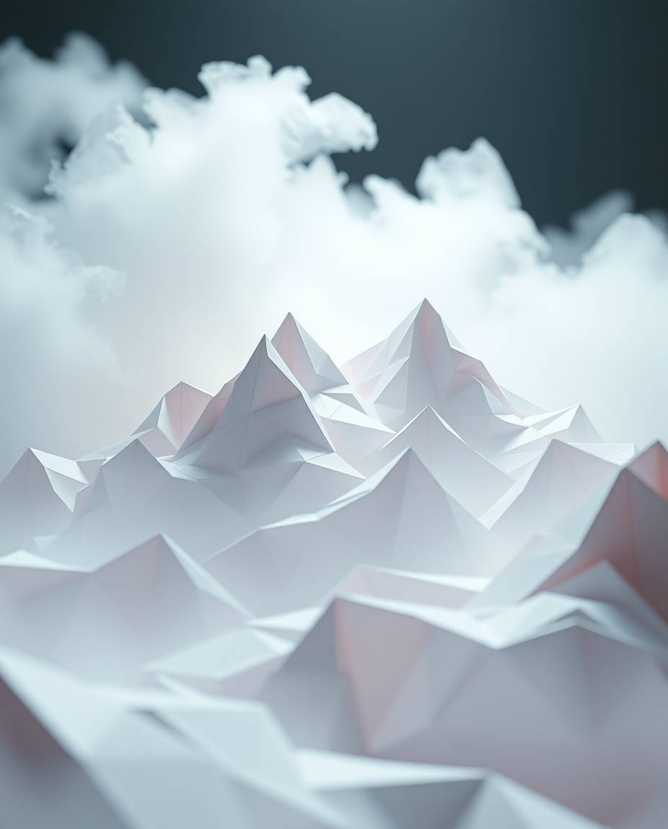 Immerse yourself in a captivating digital art piece featuring a soft cinematic haze enveloping an intricate origami-style lan