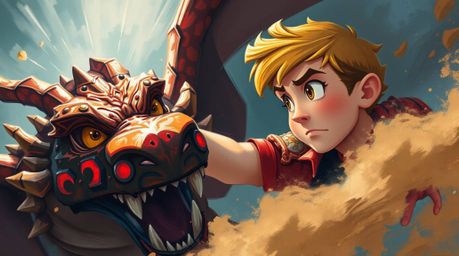 A captivating acrylic painting in the style of 1950s animation depicts a valiant prince with fair skin and determined eyes ba