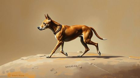 Explore a captivating oil painting featuring a futuristic dog self-walking through space. The artwork showcases natural earth