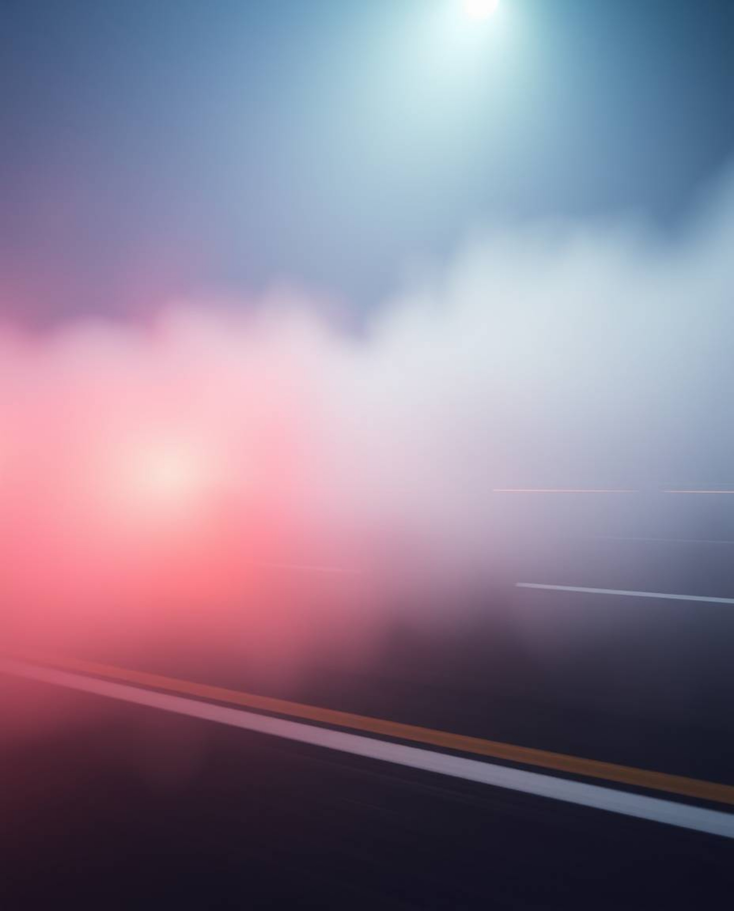 A dynamic long-exposure photograph showcases thick, moving fog with blurred lines and action poses.  A retro-style TV screen 