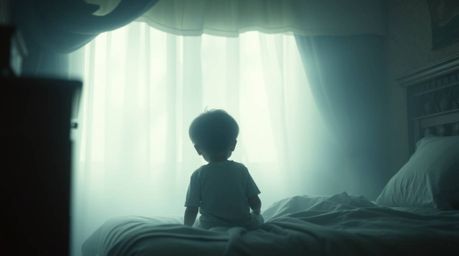 Explore a heartwarming scene where a monster under the bed defies expectations and befriends a child. This image features a s