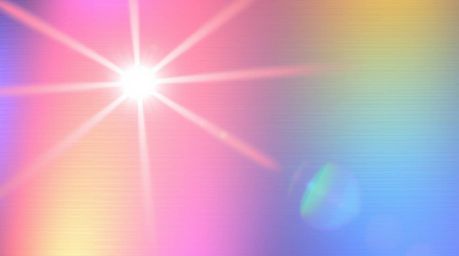 A stunning visual featuring bright lens flare streaks dancing across an iridescent gradient texture applied to a metallic sur