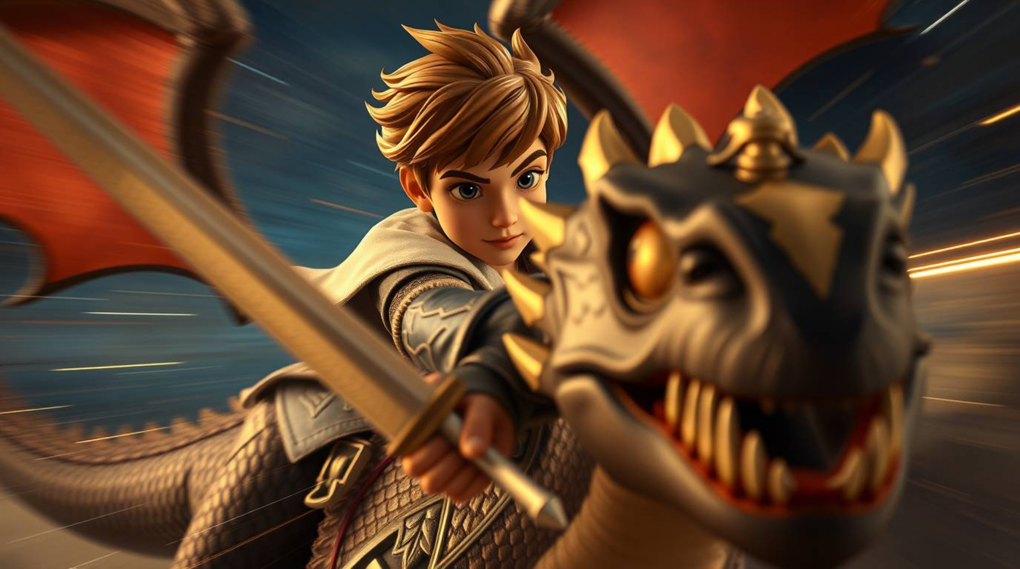 A captivating image showcasing a charming prince battling a fierce dragon, rendered in a stunning 1950s animation style.  The