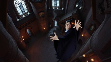 A captivating high-angle perspective reveals a classic Disney villain immersed in the act of casting a powerful spell within 