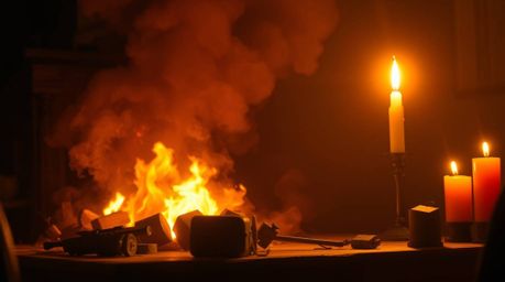 Experience the charm of the wild west with a classic exploding TNT gag, bathed in a warm golden glow and flickering flames. T