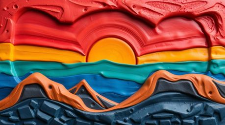 This stunning piece of sculptural clay art depicts the vibrant, complementary colors of the Northern Lights beginning to appe