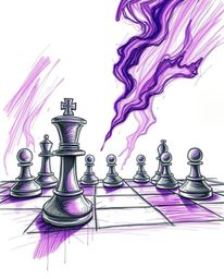 This striking artwork features deep ultraviolet hues and a hand-drawn sketch aesthetic, showcasing a creative light art rendi