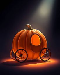 A captivating illustration showcases a charming pumpkin magically transforming into a carriage.  Smooth gradient transitions 