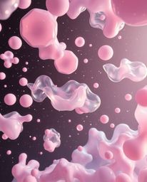 A stunning 3D render showcasing fluid organic blobs and translucent materials gracefully floating in space. The scene is epic