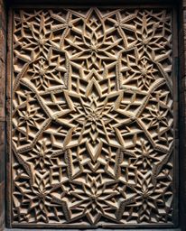 Explore the mesmerizing world of Islamic geometric patterns meticulously carved in stone. These artworks showcase intricate d