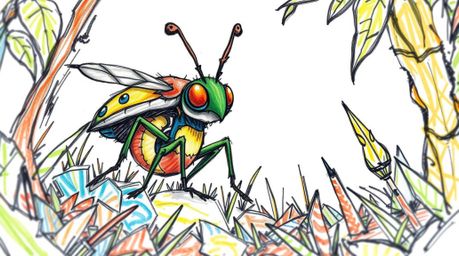 Embark on a thrilling adventure with a bug-sized hero as they navigate a vibrant backyard jungle in this extreme macro close-