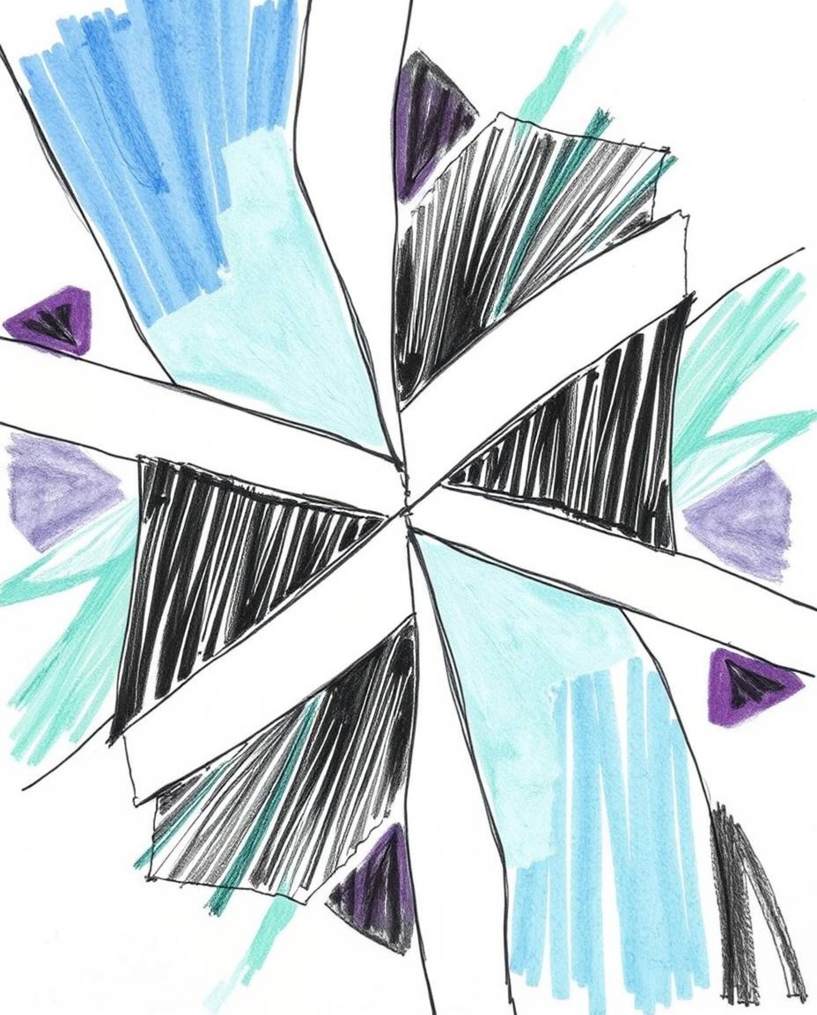 Explore a captivating hand-drawn sketch featuring a black and white geometric optical illusion pattern styled with retro vibe