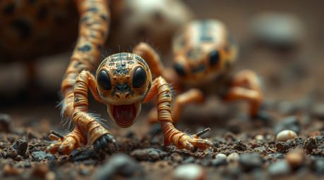 Experience an intense and visually stunning chase scene featuring extreme macro close-ups and exaggerated squash and stretch 
