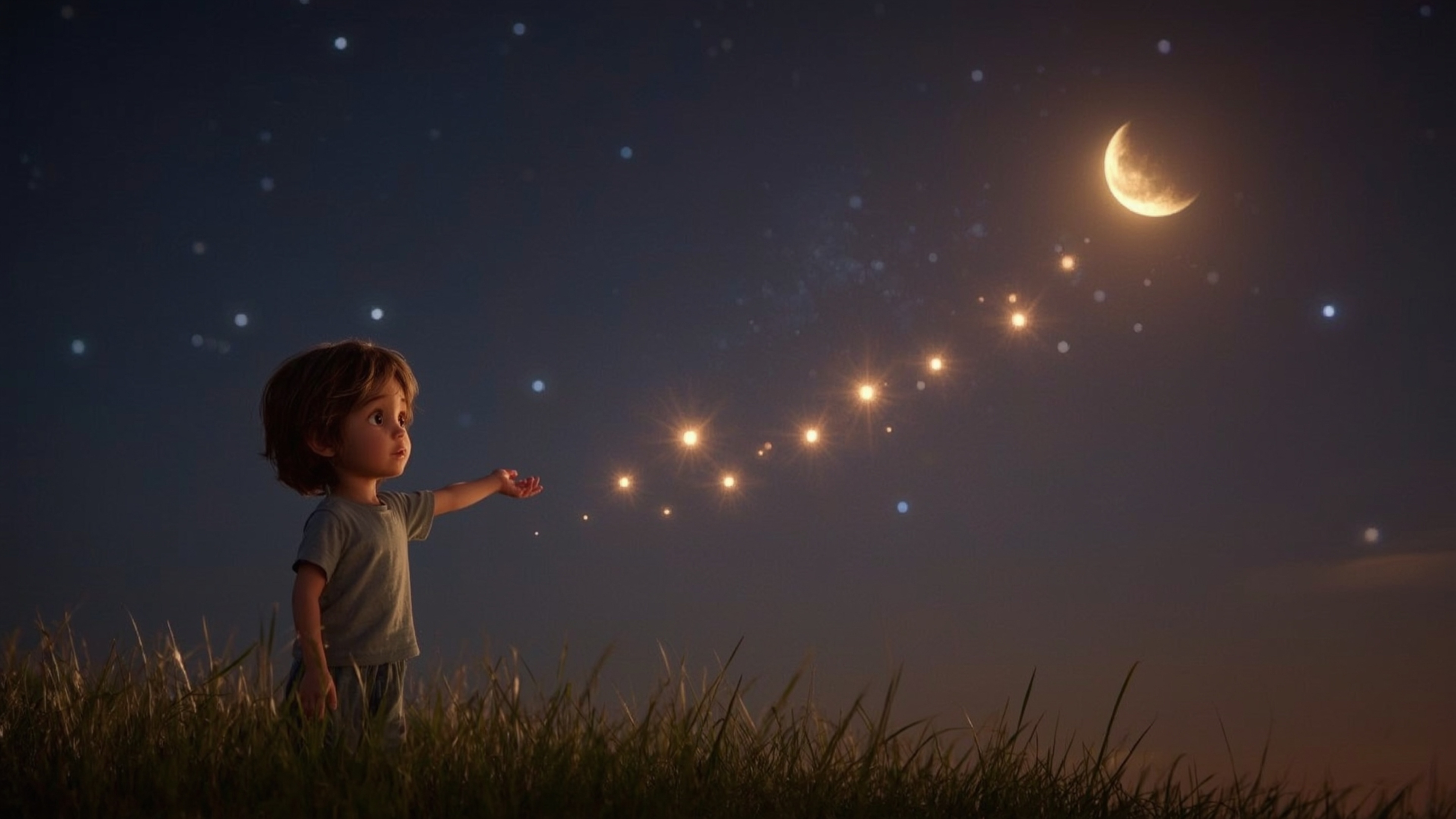 Step into a world of whimsical fantasy with this warmly lit and dreamy cinematic photograph, reminiscent of Pixar's magical s