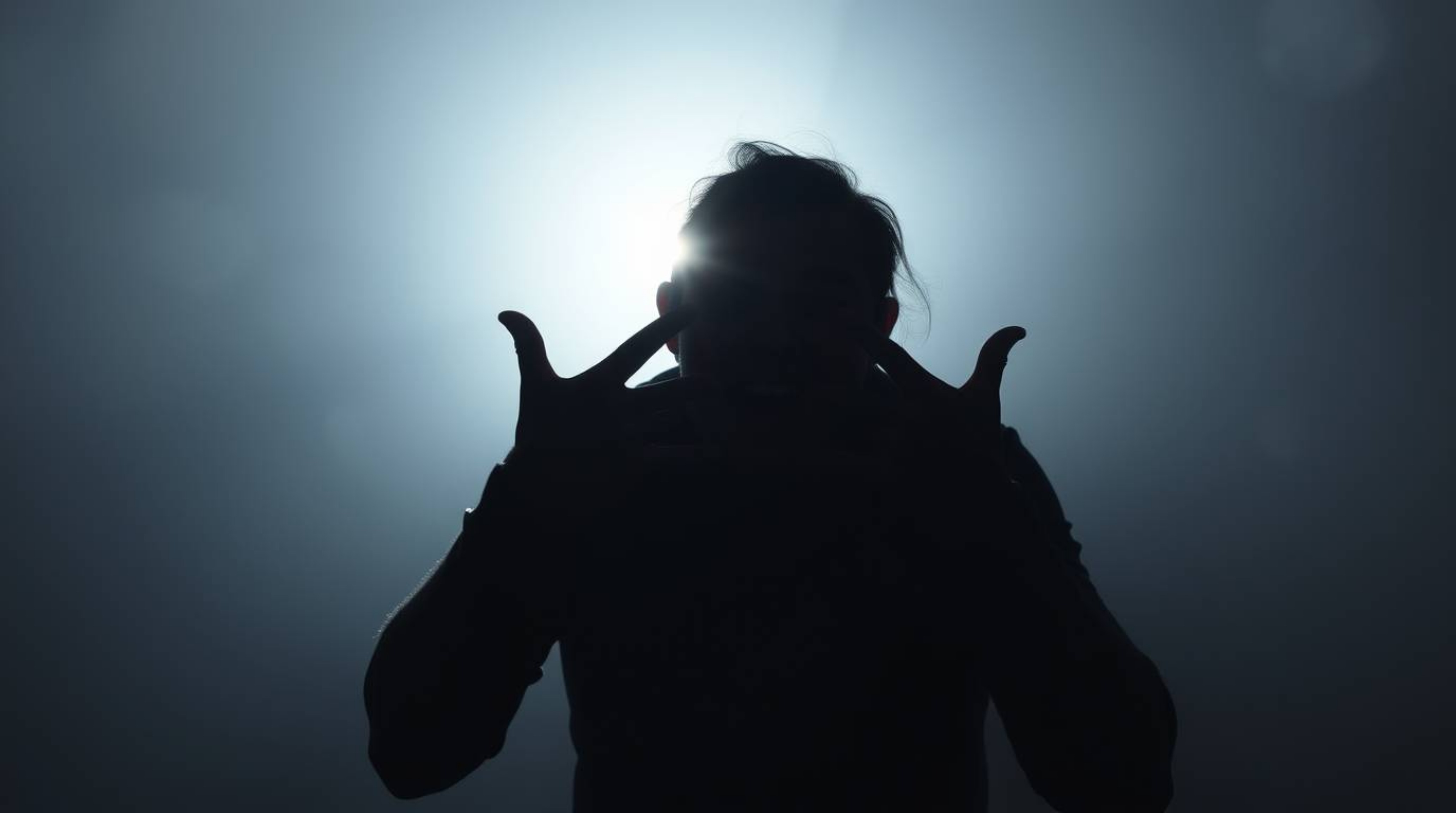 This comedic scene utilizes silhouette and backlighting techniques to create a hazy, dreamy atmosphere.  Exaggerated expressi