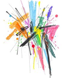 This captivating artwork features a hand-drawn sketch with contrasting colors and textured pencil strokes, creating a chaotic
