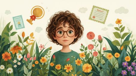 A high-resolution, professionally lit stock photo, in a whimsical, Pixar-inspired illustration style, depicts a bespectacled 