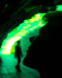 A captivating close-up reveals a person's face, beautifully illuminated by natural light at the edge of a tunnel.  The scene 