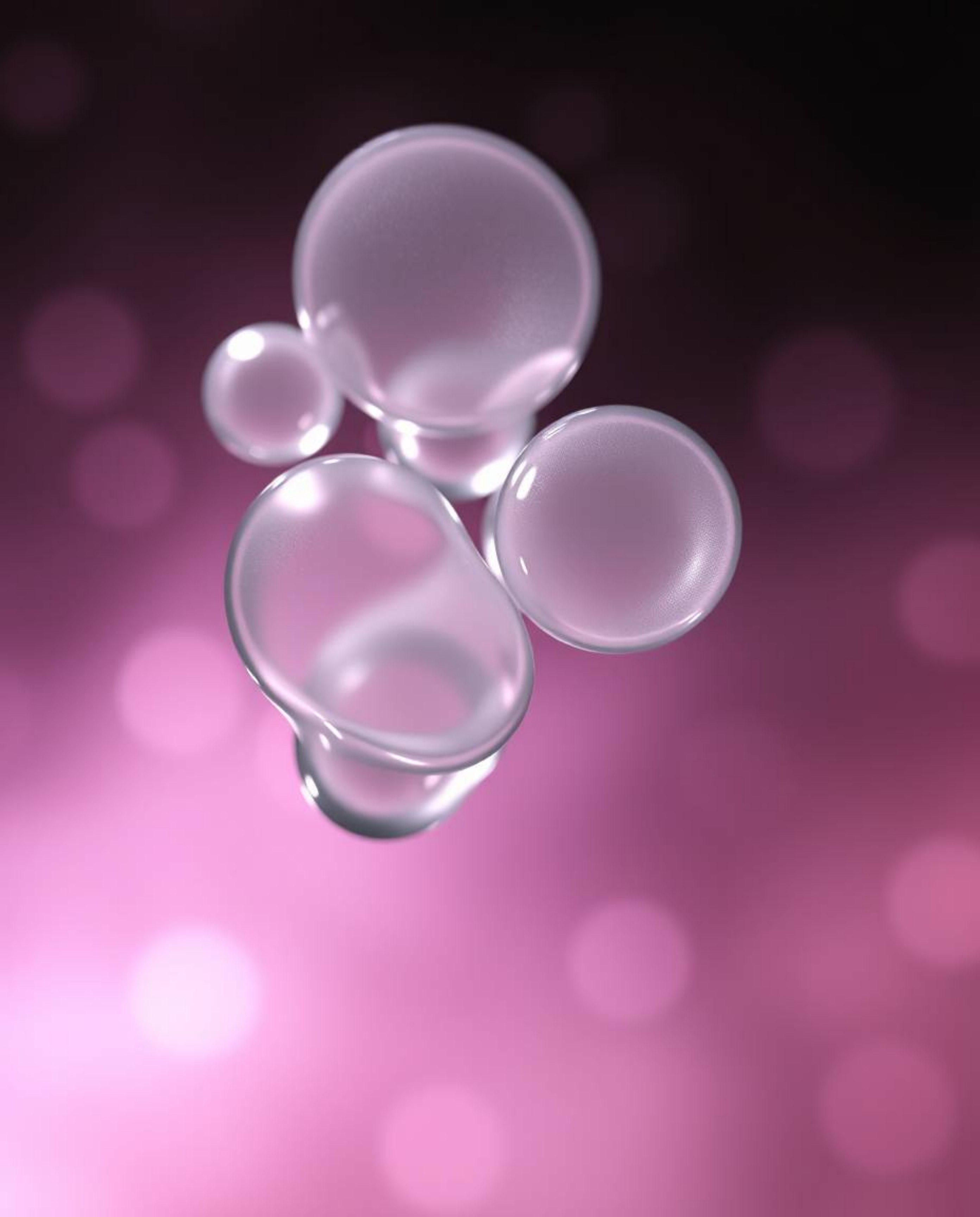 A captivating 3D render showcasing translucent, fluid organic blobs suspended in the vastness of space. Backlit with a mesmer