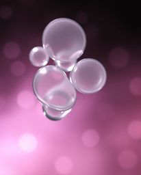 A captivating 3D render showcasing translucent, fluid organic blobs suspended in the vastness of space. Backlit with a mesmer