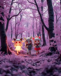 Discover a captivating journey through a surreal infrared forest where adorable friends with unique powers embark on an extra
