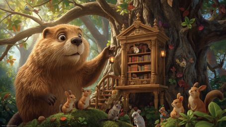 A high-resolution, intricately detailed stock photo captures a beaver with warm, golden fur and bright, expressive brown eyes