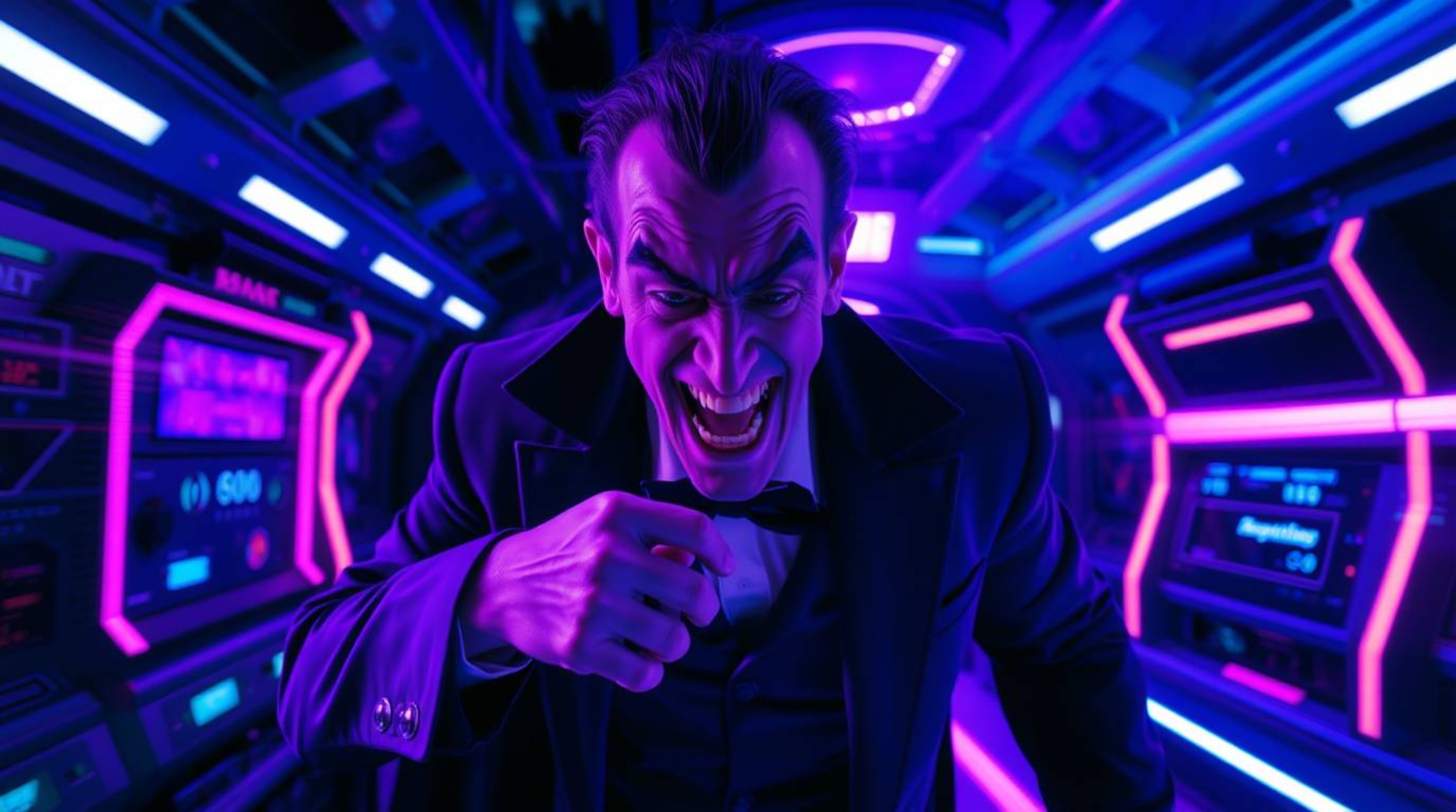 Witness a hilarious moment captured in a long-exposure photograph: a villain experiencing a funny breakdown within their high