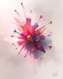 Explore a dynamic digital sketch featuring loose, painterly strokes and a soft cinematic haze. Abstract 3D colorful splash sh