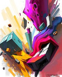 Explore a dynamic digital sketch featuring rough, painterly strokes that bring colorful 3D fluid shapes to life as they inter
